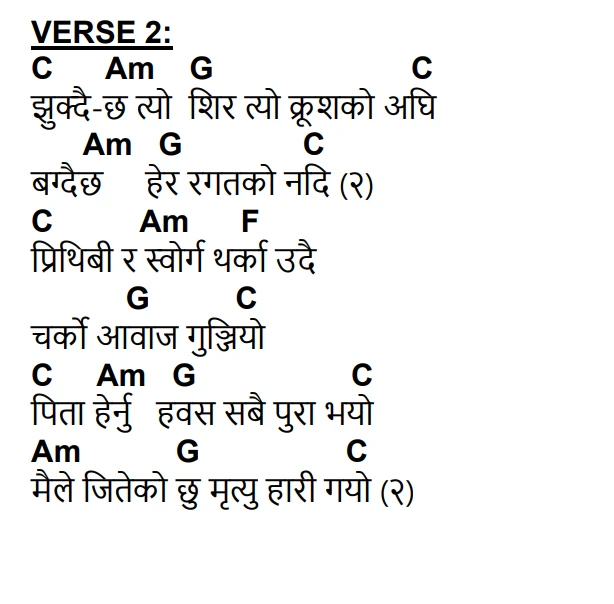 Lyrics and chords for Sodhhey Aat Chaina, key C, page 2 of 4