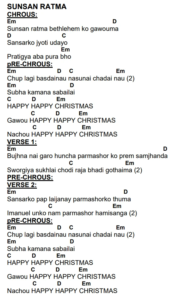 Lyrics and chords for Sunsan Ratma, key Em, page 2 of 2